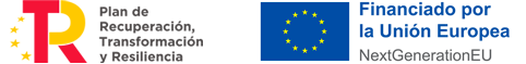 Logotipos Plan de Recuperación, Transformación y Resiliencia junto a Financiado por la Unión Europea Next Generation